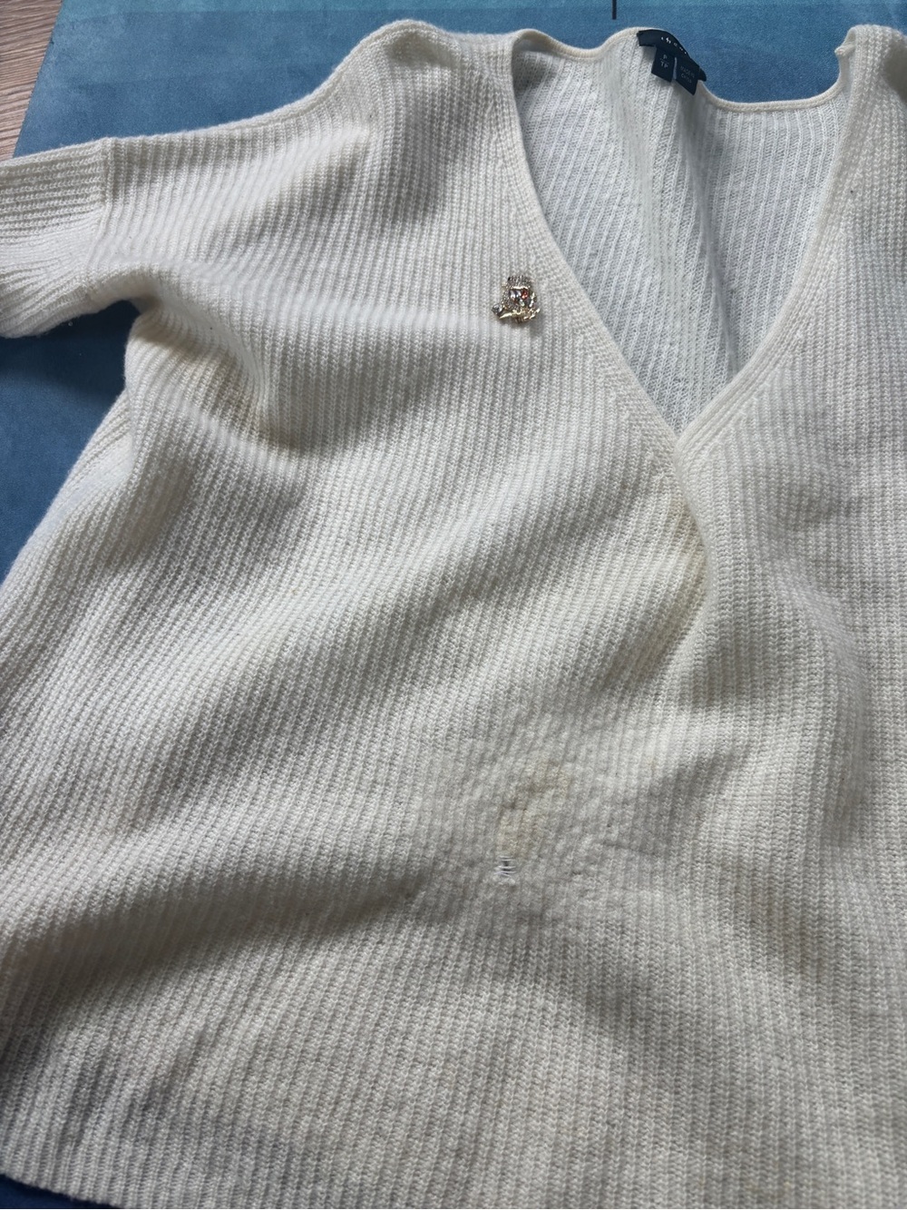 Theory 100% wool V-Neck Ribbed Sweater - P/TP - Picture 4 of 4